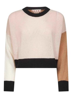 Marni: boat necks - Cashmere sweater with color-block design