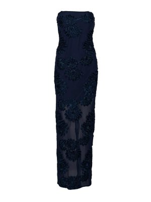 ROTATE Birger Christensen: evening dresses - Long dress on the floral net