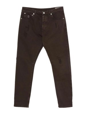 BRUNELLO CUCINELLI: straight leg jeans - Dyed Denim Pants