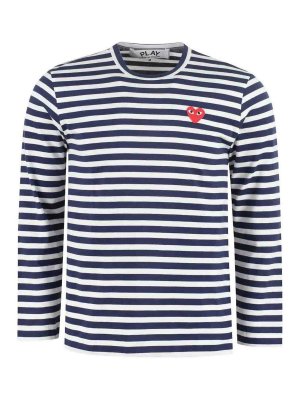 COMME DES GARÇONS HOMMES PLUS: t-shirts - Heart Long Sleeved Striped T-Shirt