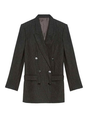 ISABEL MARANT: casual jackets - Jevima Striped Wool Suit Jacket