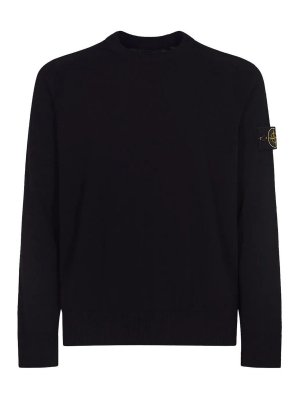 STONE ISLAND: Suéteres con cuello pico - Suéter Cuello Redondo - Negro