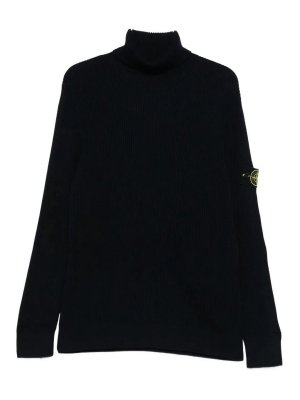 STONE ISLAND: Turtlenecks & Polo necks - Ribbed Wool Turtleneck Pullover