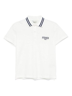Fendi Jr: polo shirts - Cotton Piqu Short Sleeved Polo