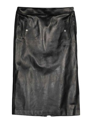 ALEXANDER MCQUEEN: gonne al ginocchio  e longuette - Gonna in pelle a bassa vita