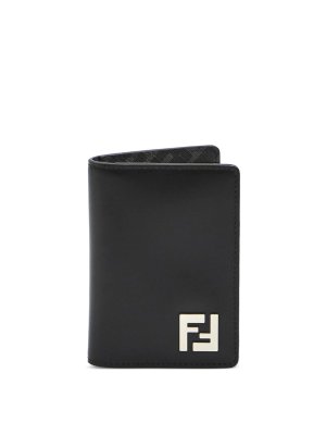 FENDI: wallets & purses - Ff Squared Leather Bi-Fold Card Holder