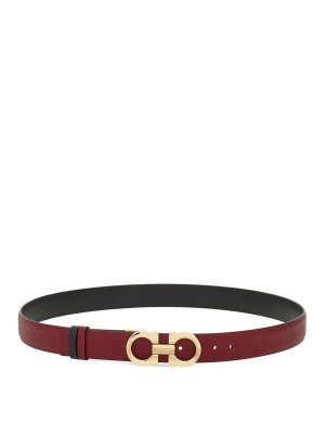SALVATORE FERRAGAMO: belts - Hammered Leather Reversible Gancini Belt