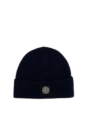 STONE ISLAND: beanies - Light Wool Knitted Beanie With Compass Patch