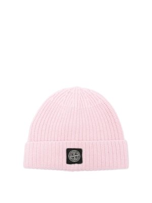 STONE ISLAND: beanies - Light Wool Knitted Beanie With Compass Patch
