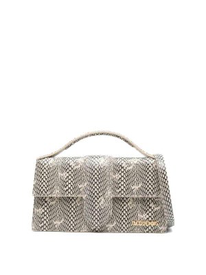JACQUEMUS: shoulder bags - Le Grand Bambino In Cobra-Embossed Leather