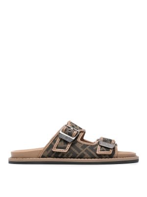 FENDI: sandals - Feel Ff Jacquard Fabric Sandals