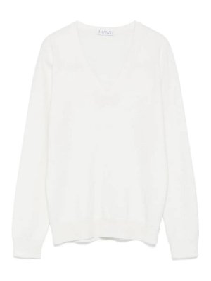 BRUNELLO CUCINELLI: Suéteres con cuello pico - Suéter Cuello Redondo - Blanco