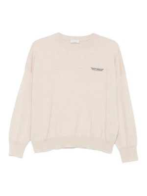 BRUNELLO CUCINELLI: Strickpullover mit Rundhalsausschnitt - Rundhalspullover - Beige