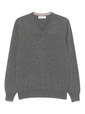 BRUNELLO CUCINELLI: Suéteres con cuello pico - Suéter Cuello Redondo - Gris