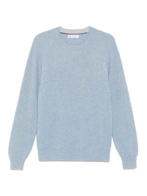 BRUNELLO CUCINELLI: Strickpullover mit Rundhalsausschnitt - Rundhalspullover - Weiß