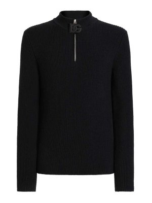 DOLCE & GABBANA: Turtlenecks & Polo necks - Zip Long Sleeve Mock-Neck Sweater