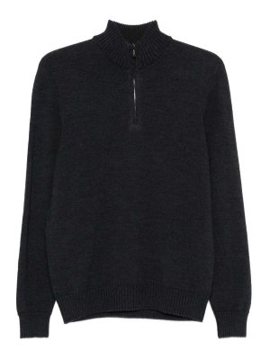 DRUMOHR: crew necks - Long Sleeve Mock-Neck Zip Sweater