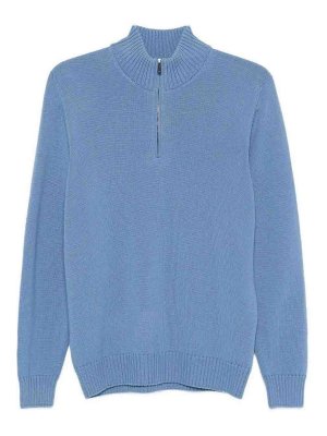 DRUMOHR: crew necks - Long Sleeve Mock-Neck Zip Sweater