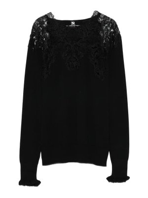 ERMANNO SCERVINO: Suéteres con cuello pico - Suéter Cuello Redondo - Negro