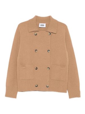 ALPHA STUDIO: cardigans - Double-Breasted Beige Cardigan