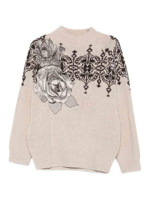 BLUGIRL: Strickpullover mit Rundhalsausschnitt - Rundhalspullover - Braun