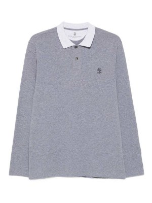 BRUNELLO CUCINELLI: polo shirts - Long-Sleeved Cotton Polo Shirt
