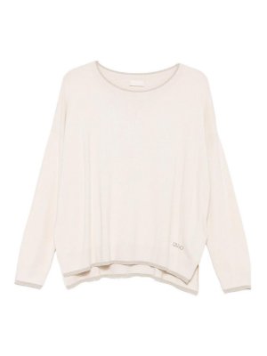 Liu Jo: Strickpullover mit Rundhalsausschnitt - Rundhalspullover - Beige