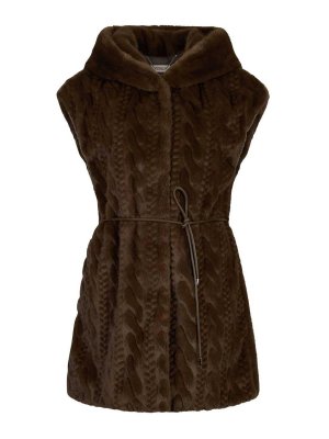 Liu Jo: waistcoats & gilets - Faux Fur Vest With Hood