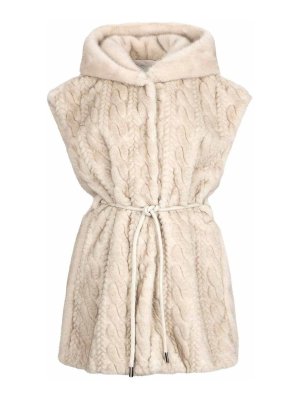 Liu Jo: waistcoats & gilets - Faux Fur Vest With Hood