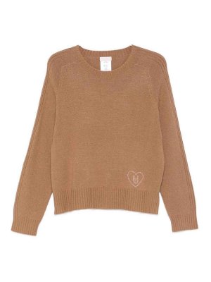 Liu Jo: Strickpullover mit Rundhalsausschnitt - Rundhalspullover - Beige