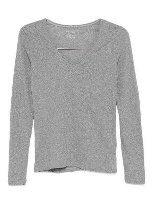 Majestic Filatures: Suéteres con cuello pico - Suéter Con Cuello De Pico - Gris