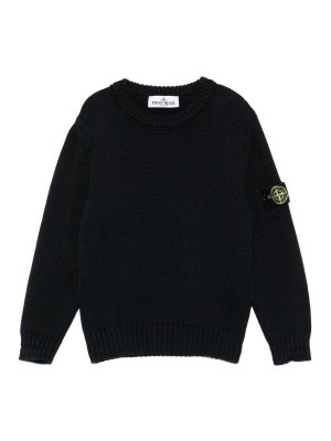 STONE ISLAND: Suéteres con cuello pico - Suéter Cuello Redondo - Negro