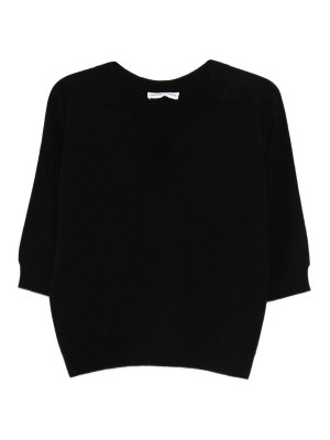 TABARONI CASHMERE: v necks - Black Cashmere V-Neck Sweater