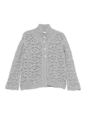 TABARONI CASHMERE: casual jackets - Wool And Cashmere Blend Openwork Knit Jacket