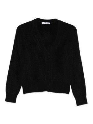 TABARONI CASHMERE: v necks - Black Wool And Cashmere Blend V-Neck Sweater