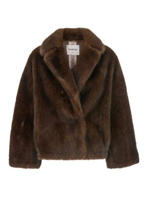 VALENTINI 1972: Fur & Shearling Coats - Brown Faux Fur Jacket