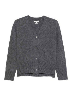 YERSE: cardigans - Daff V-Neck Cardigan In Grey Wool Blend