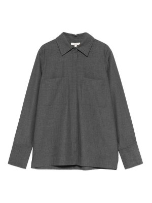 YERSE: shirts - Collared Neck Saigon Shirt In Grey Wool Blend