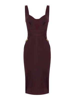 ELISABETTA FRANCHI: knee length dresses - Midi Dress With Logo Plaque