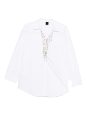 Pinko: shirts - Cotton Shirt With Precious Beaded Detail