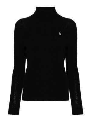 POLO RALPH LAUREN: Strickpullover mit Rundhalsausschnitt - Rundhalspullover - Schwarz