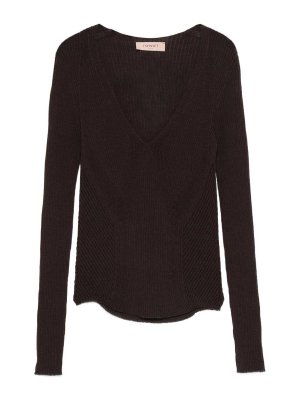 TWINSET: Vネック - Vネック - ブラウン