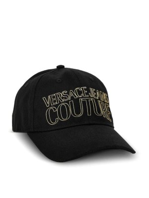 VERSACE JEANS: cappelli - Cappellino da baseball di cotone nero
