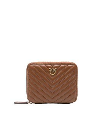 Pinko: wallets & purses - Quilting  Wallet In Brown Chevron Leather
