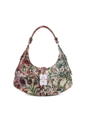GANNI: shoulder bags - Kat Small Shoulder Bag With Floral Jacquard