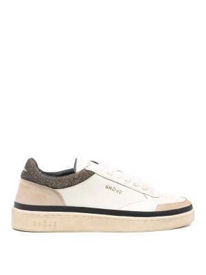 Ghoud Venice: trainers - Pads Sneakers In White And Brown Leather