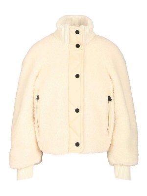 MONCLER: padded jackets - Ayles Short Down Jacket In Teddy And Wool