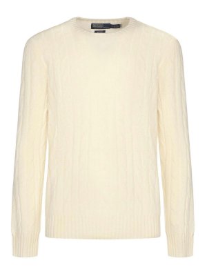 POLO RALPH LAUREN: Strickpullover mit Rundhalsausschnitt - Rundhalspullover - Weiß