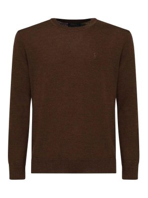 POLO RALPH LAUREN: Strickpullover mit Rundhalsausschnitt - Rundhalspullover - Braun
