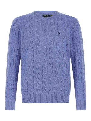 POLO RALPH LAUREN: Strickpullover mit Rundhalsausschnitt - Rundhalspullover - Hellblau